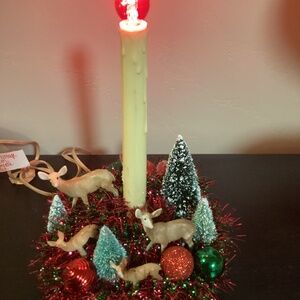 Vintage Electric Light Candolier Christmas Candle. Decorated Vtg family of deer
